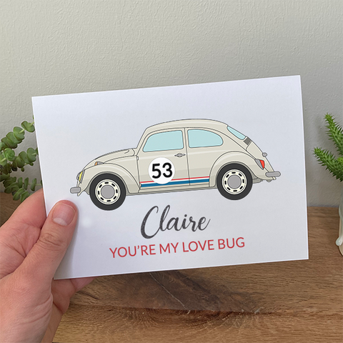 Personalised Love Bug Valentine's Card
