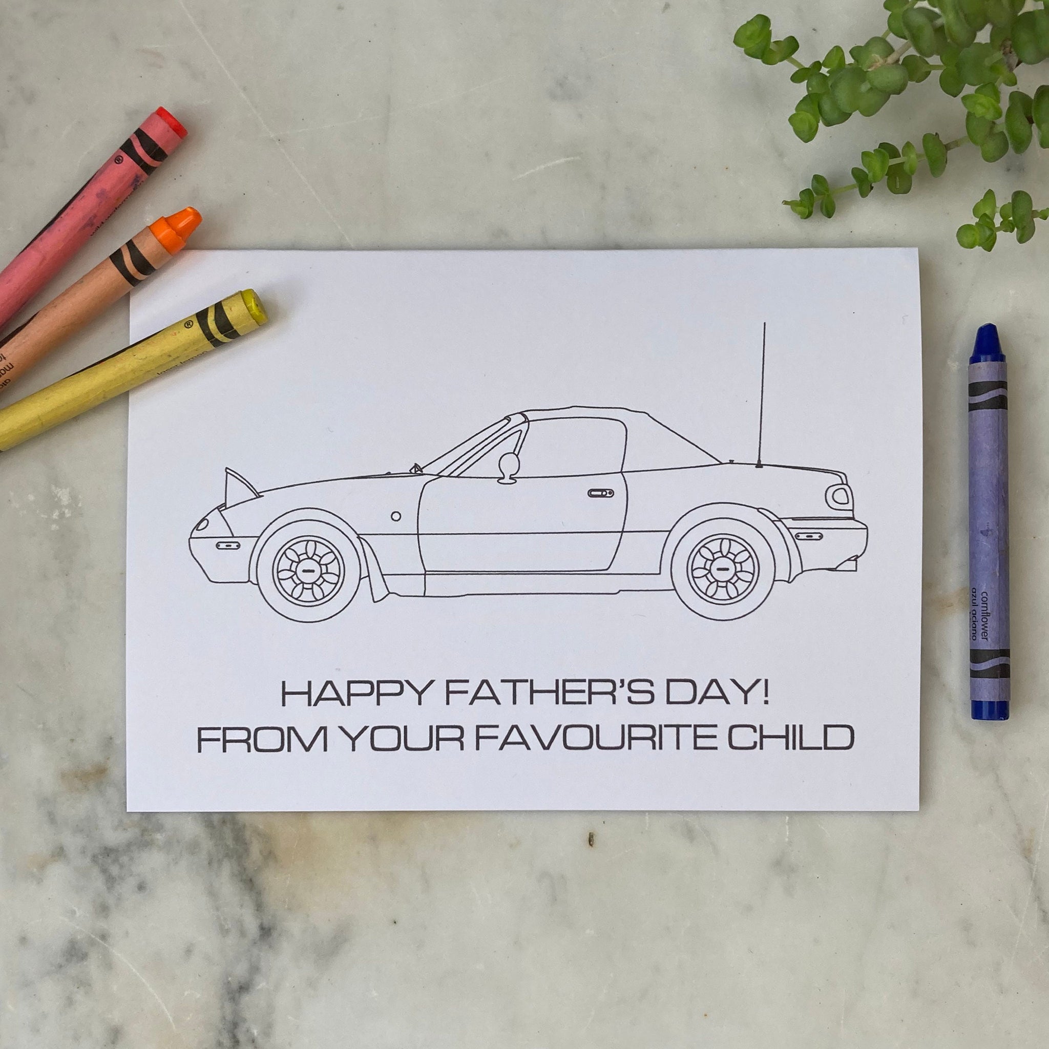 Colour In Mazda MX-5 Father's Day Card