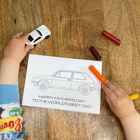 Colour In Mk1 Golf VW Father's Day Card