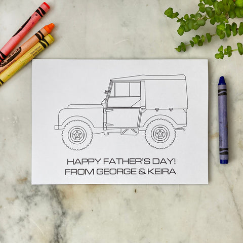 Colour In Land Rover Father's Day Card