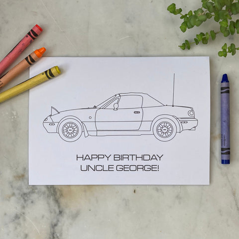 Colouring In Mazda MX-5 Birthday Card